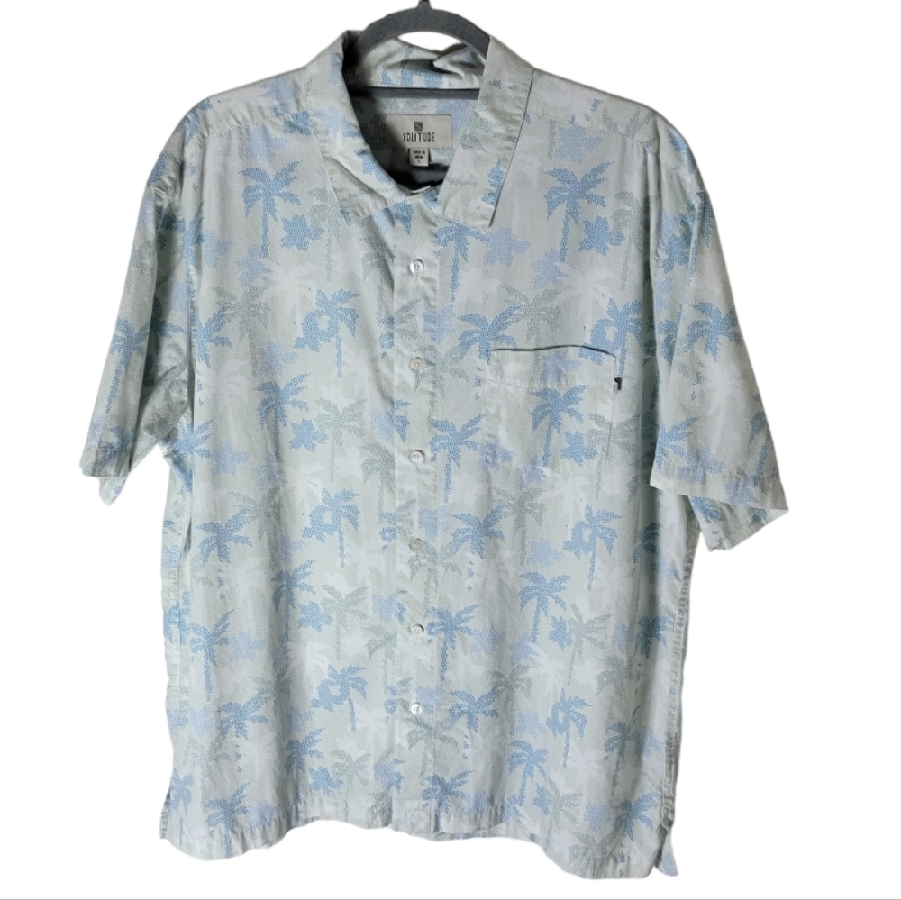 Solitude Short Sleeve Button Down Palm Tree Print… - image 1